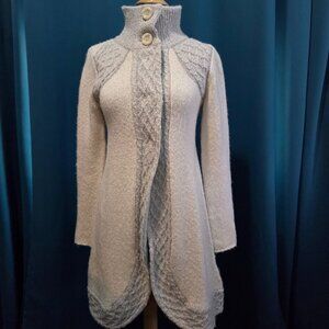 Prana Wool-Blend Cable Knit Sweater Jacket/Alpine Lodge Cardigan  - XS